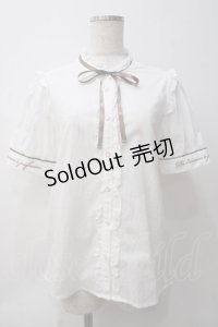 axes femme / フレンチ刺繍コットンブラウス  白Ｘブラウン Y-25-05-29-004-AX-BL-SZ-ZI