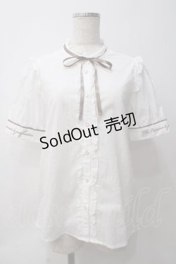 画像1: axes femme / フレンチ刺繍コットンブラウス  白Ｘブラウン Y-25-05-29-004-AX-BL-SZ-ZI