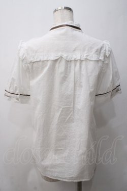 画像2: axes femme / フレンチ刺繍コットンブラウス  白Ｘブラウン Y-25-05-29-004-AX-BL-SZ-ZY