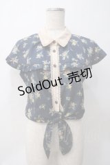 axes femme / ブーケ柄SETUP風ワンピース M 紺 Y-25-05-29-005-AX-OP-SZ-ZI