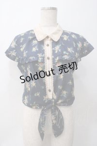 axes femme / ブーケ柄SETUP風ワンピース M 紺 Y-25-05-29-005-AX-OP-SZ-ZI
