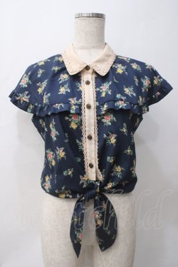 画像1: axes femme / ブーケ柄SETUP風ワンピース M 紺 Y-25-05-29-005-AX-OP-SZ-ZY