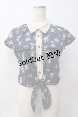 画像1: axes femme / ブーケ柄SETUP風ワンピース M 紺 Y-25-05-29-005-AX-OP-SZ-ZI