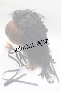 Triple fortune / ローズ&羽根レースヘッドドレス  黒 Y-25-06-01-042-EL-AC-SZ-ZY