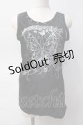 Sixh / 蝶ptベロアタンク  黒 Y-25-06-01-056-HN-TO-SZ-ZY