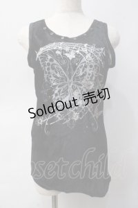 Sixh / 蝶ptベロアタンク  黒 Y-25-06-01-056-HN-TO-SZ-ZY