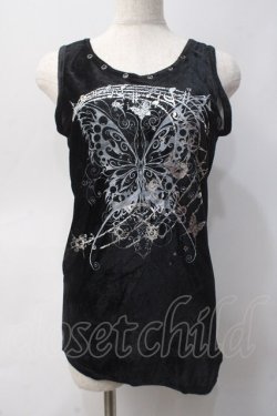画像1: Sixh / 蝶ptベロアタンク  黒 Y-25-06-01-056-HN-TO-SZ-ZY