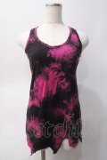 GLAD NEWS / ムラ染めイレギュラータンクトップ F ピンク×黒 Y-25-06-01-057-GL-TO-SZ-ZY