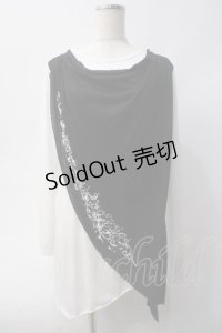 ALGONQUINS / プリント入りレイヤードトップス F 白×黒 Y-25-06-01-069-AL-TO-SZ-ZY
