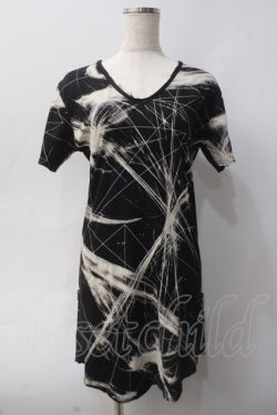 画像1: CIVARIZE / 総柄サイドジップロングTシャツ 44 ブラック Y-25-06-01-070-GO-TS-SZ-ZY