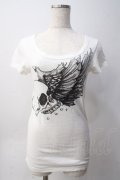 GLAD NEWS / スカルウィングTシャツ R 白 Y-25-06-01-073-GL-TS-SZ-ZY