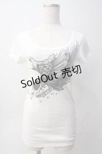 GLAD NEWS / スカルウィングTシャツ R 白 Y-25-06-01-073-GL-TS-SZ-ZY