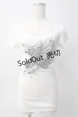 画像1: GLAD NEWS / スカルウィングTシャツ R 白 Y-25-06-01-073-GL-TS-SZ-ZY