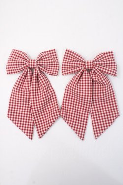 画像1: ｍ petit by misako / AMチェック2Pクリップ  中赤 Y-25-06-01-011-LO-AC-SZ-ZY