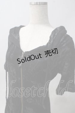 画像3: NAOTO SEVEN / 総柄半袖ロングパーカー  黒 Y-25-06-01-079-HN-TO-SZ-ZY