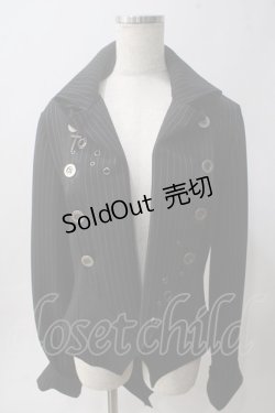 画像1: Sixh / ストライプ切替燕尾ロングジャケット  黒 Y-25-06-01-081-HN-JA-SZ-ZT093