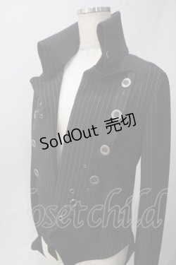 画像3: Sixh / ストライプ切替燕尾ロングジャケット  黒 Y-25-06-01-081-HN-JA-SZ-ZT093