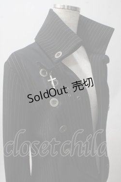 画像4: Sixh / ストライプ切替燕尾ロングジャケット  黒 Y-25-06-01-081-HN-JA-SZ-ZT093
