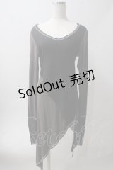Sixh / 変形スリーブロングトップス  黒×チャコール Y-25-06-01-083-HN-TO-SZ-ZT239