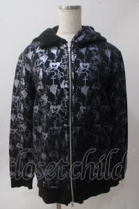 NAOTO SEVEN / 総柄裏起毛パーカー  黒 Y-25-06-01-088-HN-JA-SZ-ZT337