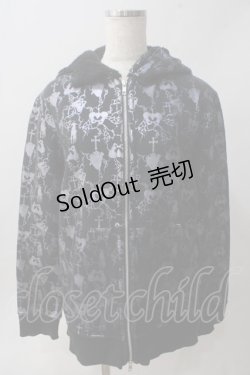 画像1: NAOTO SEVEN / 総柄裏起毛パーカー  黒 Y-25-06-01-088-HN-JA-SZ-ZT337