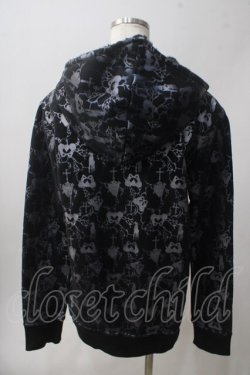 画像2: NAOTO SEVEN / 総柄裏起毛パーカー  黒 Y-25-06-01-088-HN-JA-SZ-ZY
