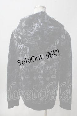 画像2: NAOTO SEVEN / 総柄裏起毛パーカー  黒 Y-25-06-01-088-HN-JA-SZ-ZT337