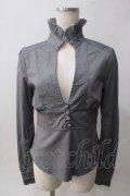 Ozz oneste / 前開きブラウス  グレー Y-25-06-01-089-OO-BL-SZ-ZY