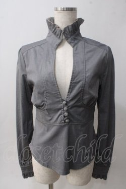 画像1: Ozz oneste / 前開きブラウス  グレー Y-25-06-01-089-OO-BL-SZ-ZY