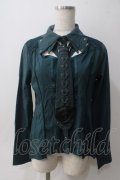 Ozz Croce / ネクタイ付きメッシュ切替ブラウス  グリーン Y-25-06-01-097-OO-BL-SZ-ZY