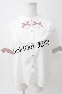 LIZ LISA / ハート衿ブラウス 0 白×赤 Y-25-06-01-106-LO-BL-SZ-ZY