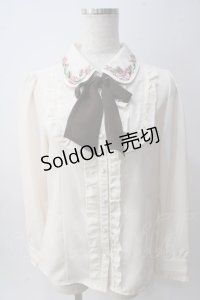 axes femme / お花刺繍フリルブラウス M 生成り Y-25-06-01-107-AX-BL-SZ-ZY