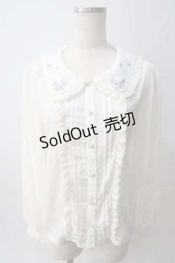 画像1: axes femme POETIQUE / 襟刺繍ブラウス M キナリ Y-25-06-01-108-AX-BL-SZ-ZY