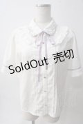 axes femme POETIQUE / フラワー刺繍襟半袖ブラウス M 生成り Y-25-06-01-109-AX-BL-SZ-ZY