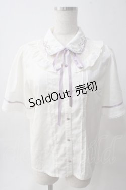 画像1: axes femme POETIQUE / フラワー刺繍襟半袖ブラウス M 生成り Y-25-06-01-109-AX-BL-SZ-ZY
