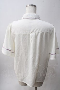 画像2: axes femme POETIQUE / フラワー刺繍襟半袖ブラウス M 生成り Y-25-06-01-109-AX-BL-SZ-ZY