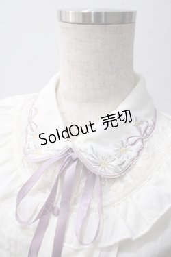 画像3: axes femme POETIQUE / フラワー刺繍襟半袖ブラウス M 生成り Y-25-06-01-109-AX-BL-SZ-ZY