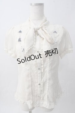 画像1: axes femme / シルエット柄ボータイブラウス M 生成り Y-25-06-01-110-AX-BL-SZ-ZY