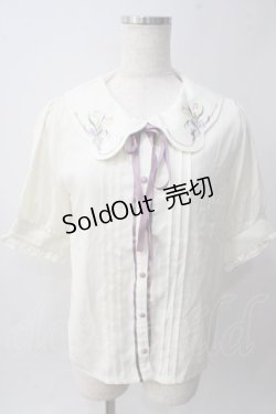 画像1: axes femme POETIQUE / チューリップ刺繍ブラウス M 生成り Y-25-06-01-111-AX-BL-SZ-ZY
