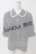 axes femme POETIQUE / 薔薇モチーフ付ブラウス M 紺 Y-25-06-01-114-AX-BL-SZ-ZY