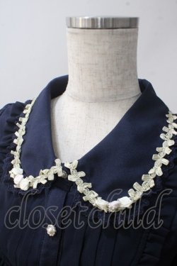 画像3: axes femme POETIQUE / 薔薇モチーフ付ブラウス M 紺 Y-25-06-01-114-AX-BL-SZ-ZY