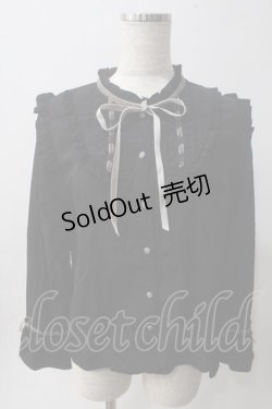 画像1: axes femme POETIQUE / フリルブラウス M 黒 Y-25-06-01-115-AX-BL-SZ-ZY