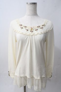 画像1: axes femme / バラモチーフインナープルオーバー M 生成り Y-25-06-01-116-AX-TS-SZ-ZY