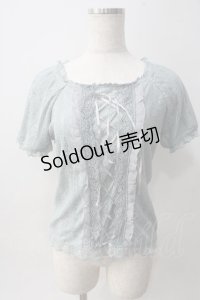 axes femme / 総レースビスチェ風プルオーバー M サックス Y-25-06-01-120-AX-TO-SZ-ZY