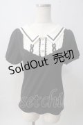 axes femme POETIQUE / 襟デザイン半袖カットソー M 黒 Y-25-06-01-121-AX-TO-SZ-ZY