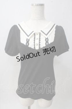 画像1: axes femme POETIQUE / 襟デザイン半袖カットソー M 黒 Y-25-06-01-121-AX-TO-SZ-ZY