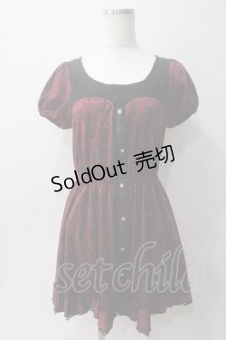 画像1: axes femme / オーナメント柄ワンピース M ワイン Y-25-06-01-132-AX-OP-SZ-ZY