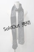 HN+nois / 総柄切替ストール  黒×グレー Y-25-06-01-019-HN-ZA-SZ-ZY