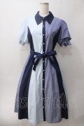 axes femme / ストライプ切替配色シャツワンピース F 紺 Y-25-06-01-141-AX-OP-SZ-ZY