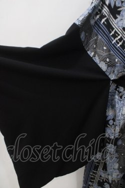 画像4: Deorart / 和柄切替着流しガウン  黒×青 Y-25-06-01-156-PU-JA-SZ-ZY
